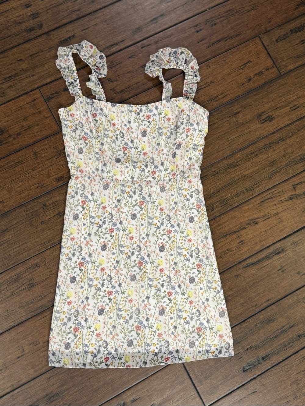 Wilfred Fete Ruffle Strap Dress - White with Multi-Color Print size 8